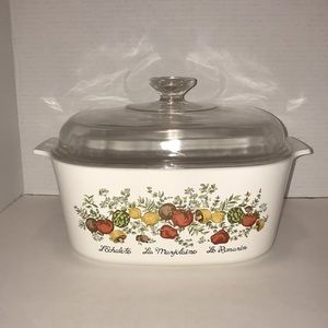 Vintage Corning Ware 5 Quart Casserole Dish Square Pan & Glass Lid